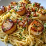 Bacon and Garlic Cream Scallop Spaghetti