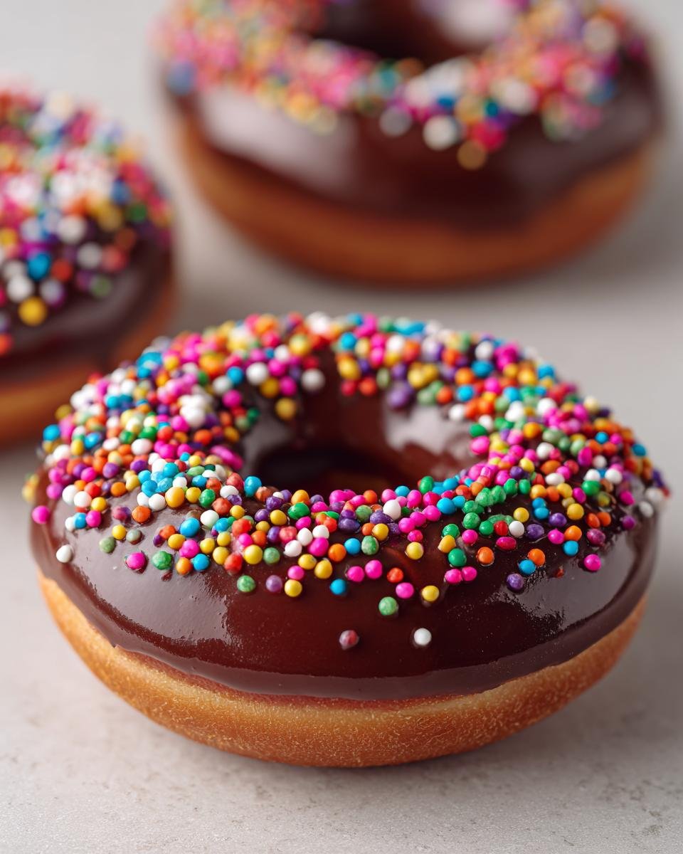 Chocolate Covered Donuts with Colorful Sprinkles - detail 1