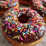 Chocolate Covered Donuts with Colorful Sprinkles