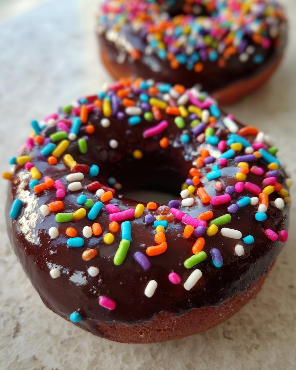 Chocolate Covered Donuts with Colorful Sprinkles - detail 2