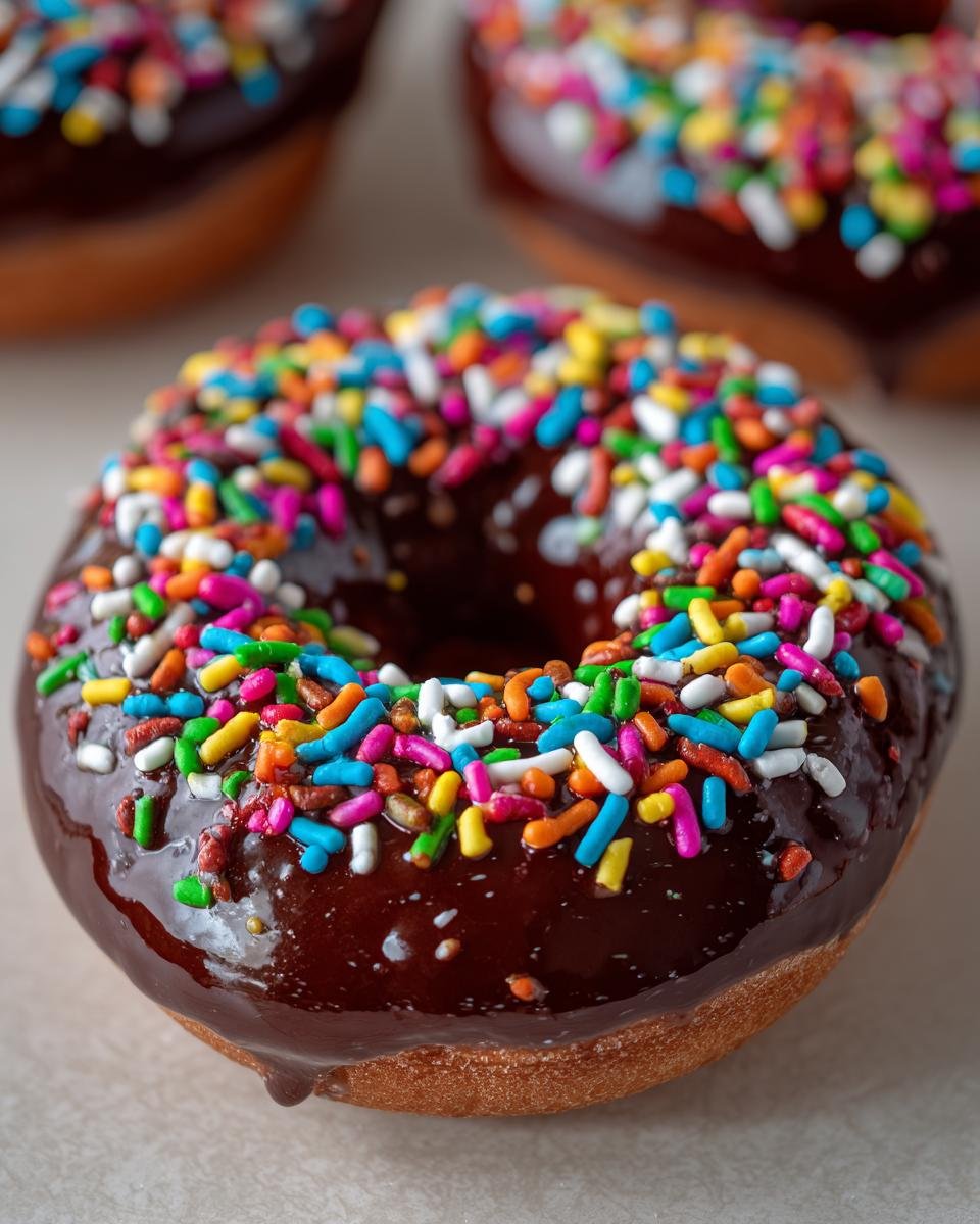 Chocolate Covered Donuts with Colorful Sprinkles - detail 3