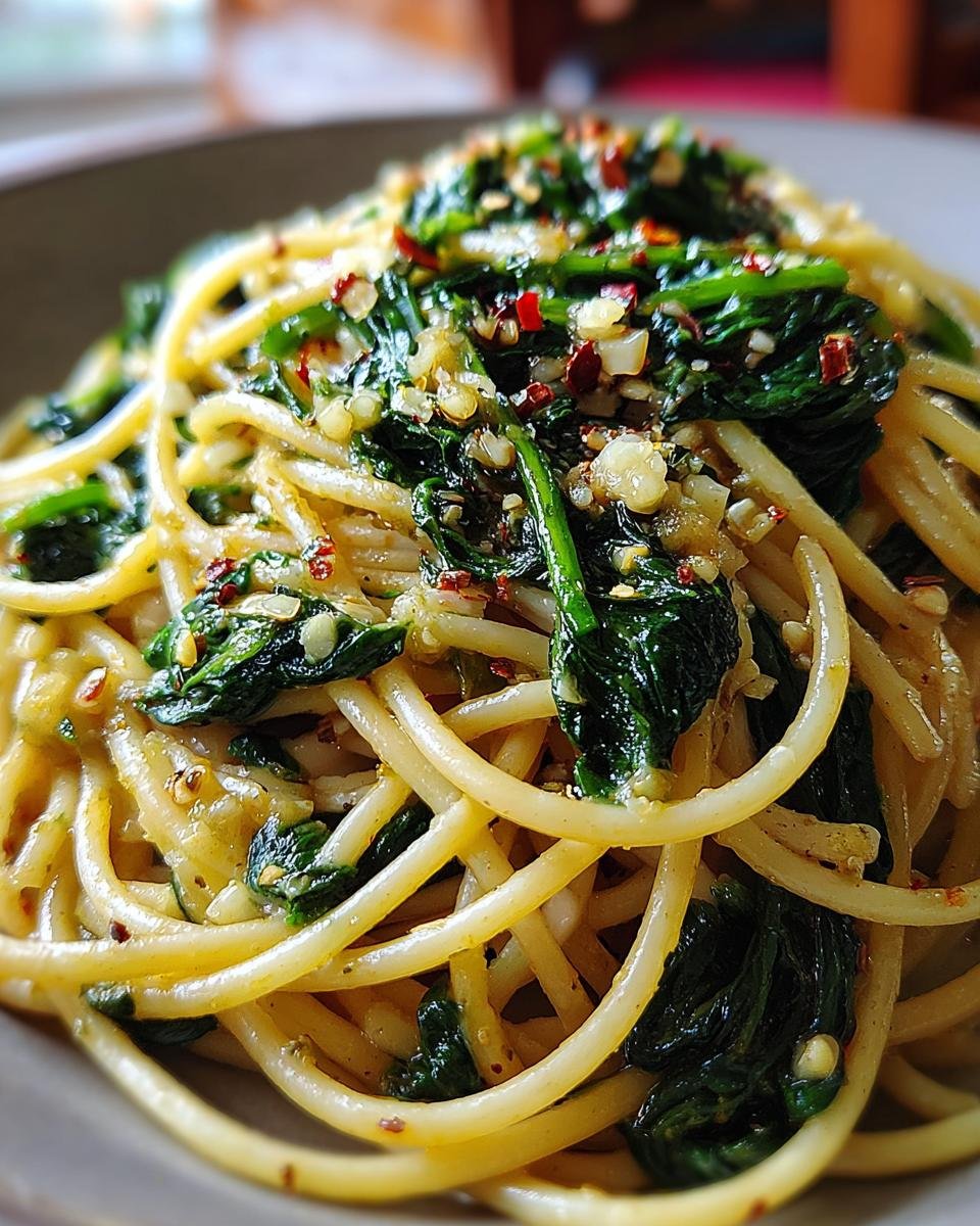 Garlic Spinach Spaghetti - detail 1