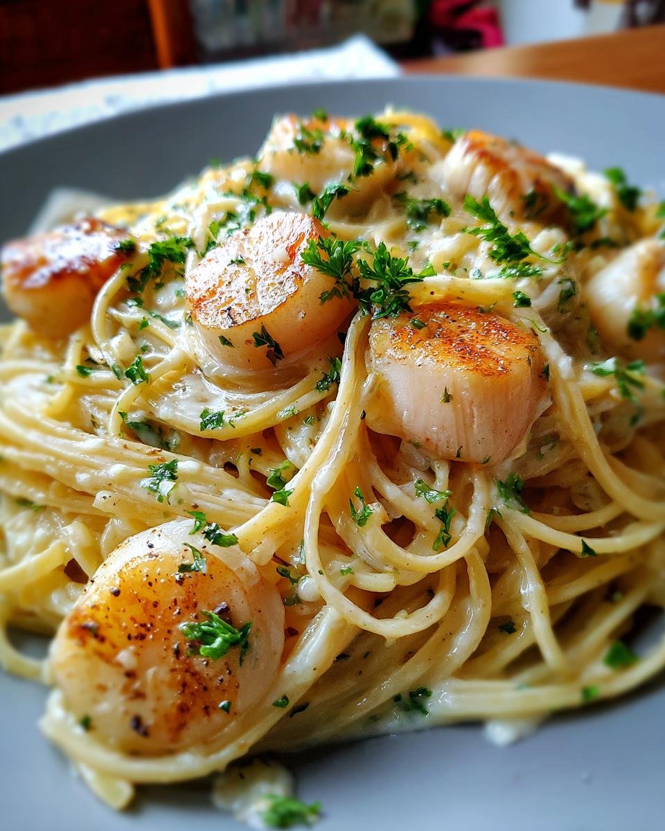 Scallop or Shrimp Spaghetti in Creamy White Wine Garlic Sauce - detail 1