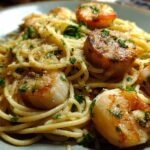 Scallop or Shrimp Spaghetti in Creamy White Wine Garlic Sauce