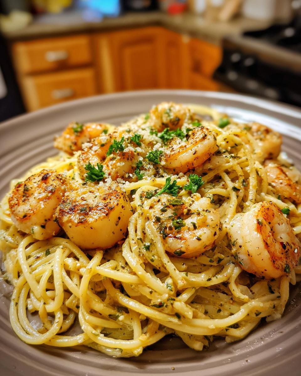 Scallop or Shrimp Spaghetti in Creamy White Wine Garlic Sauce - detail 2