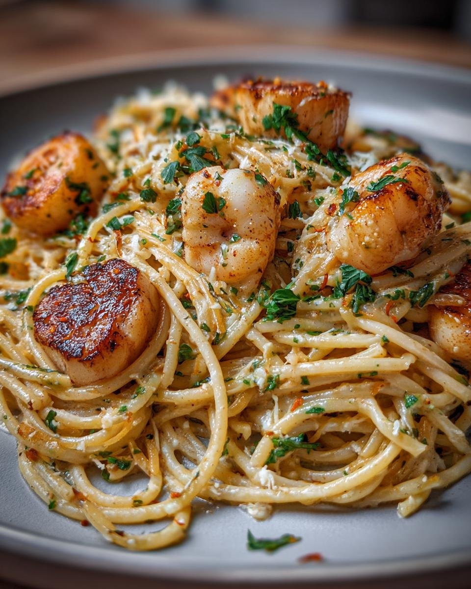 Scallop or Shrimp Spaghetti in Creamy White Wine Garlic Sauce - detail 4