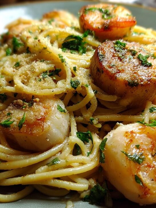 Scallop or Shrimp Spaghetti in Creamy White Wine Garlic Sauce