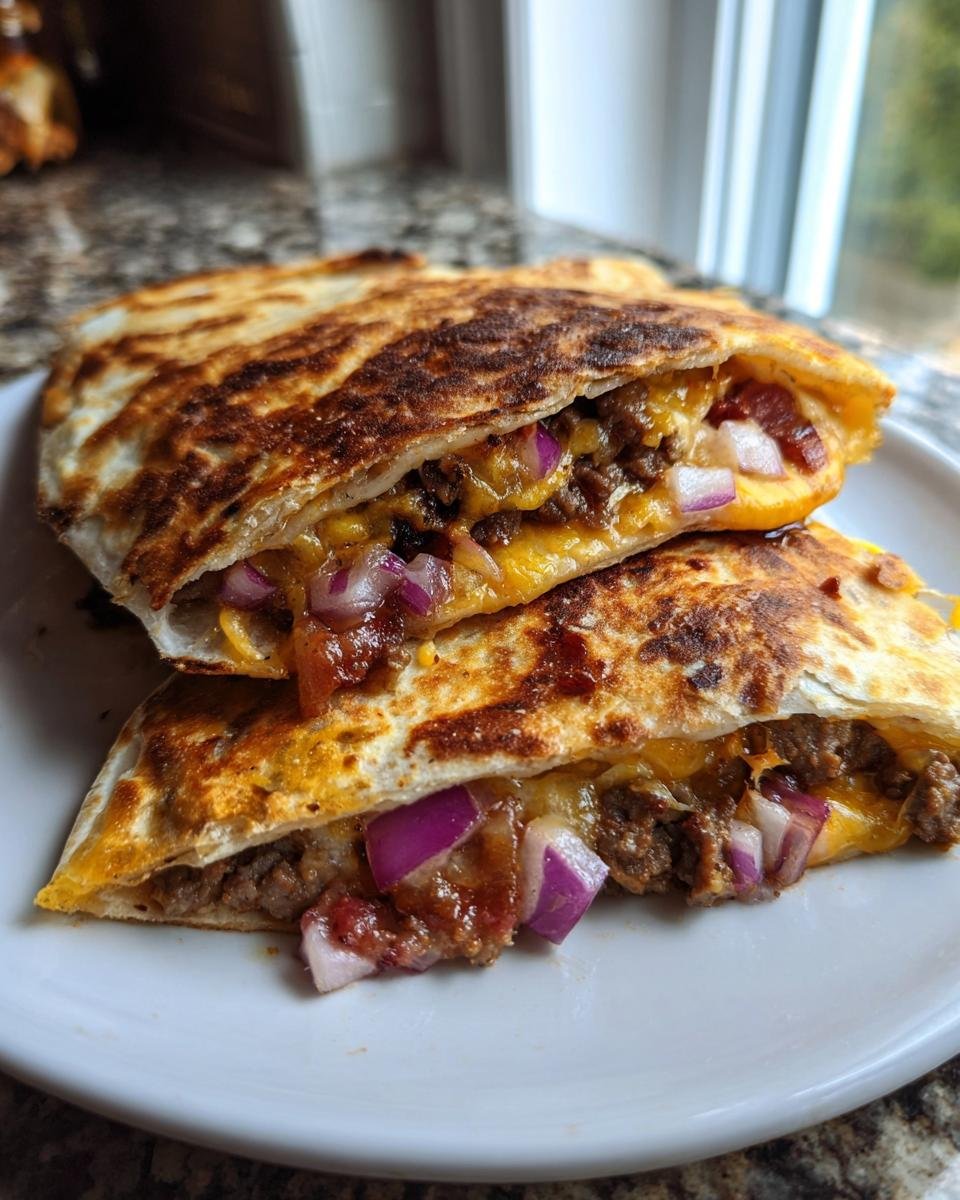 Smoky BBQ Bacon Cheeseburger Quesadillas - detail 2