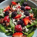 Strawberry Blackberry Spinach Salad with Pecans and Feta