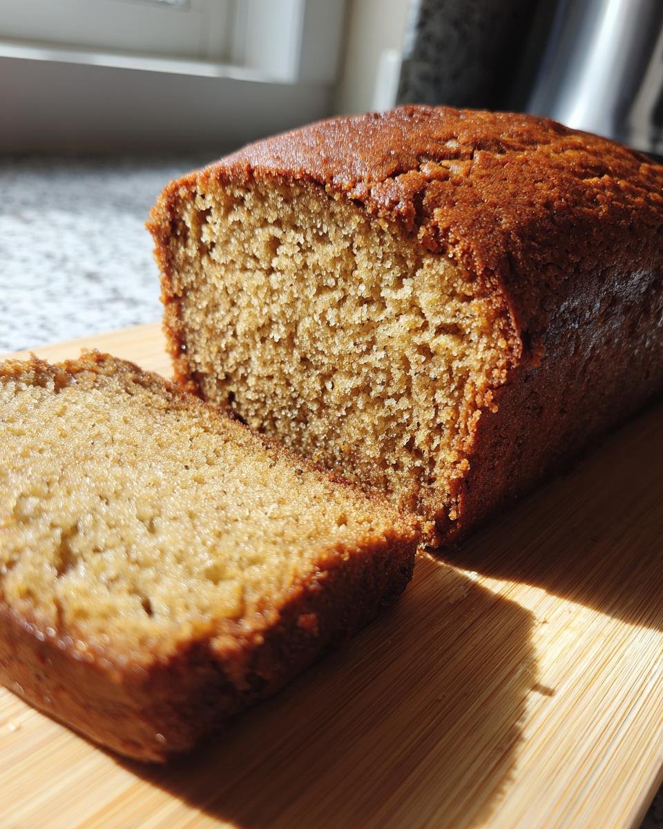 A slice of moist and delicious banana bread on a wooden cutting board, ready to be enjoyed.
