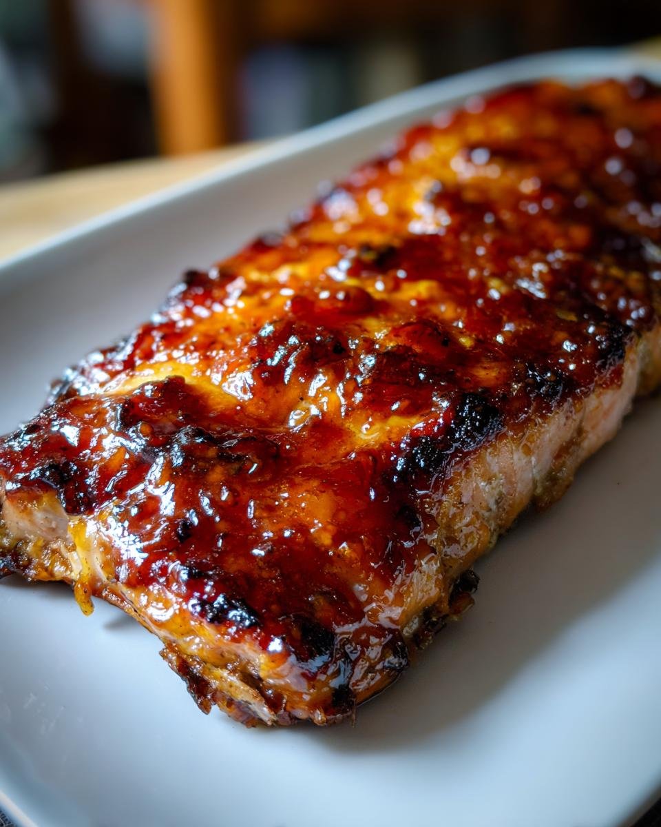 Close-up of an irresistible honey glazed salmon fillet, glistening with a rich, amber glaze.