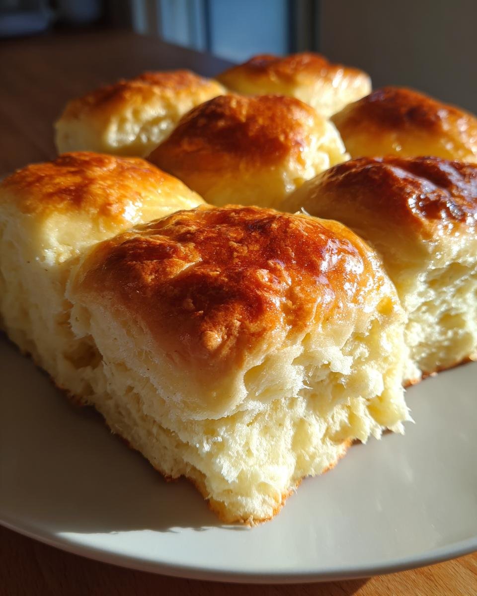 Close-up of golden-brown, fluffy cottage cheese buns arranged on a plate.