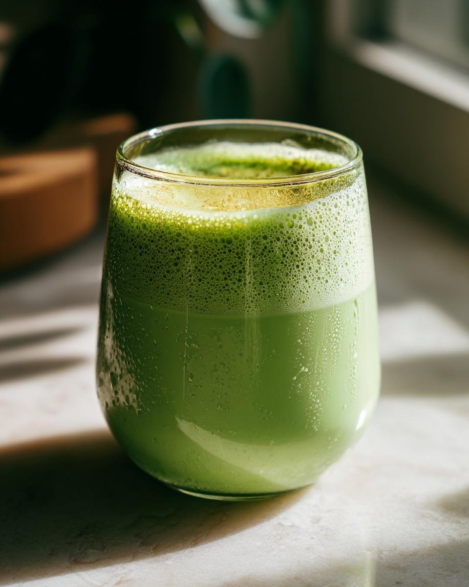 A refreshing glass of creamy pistachio milk with a frothy top, perfect for a healthy drink.