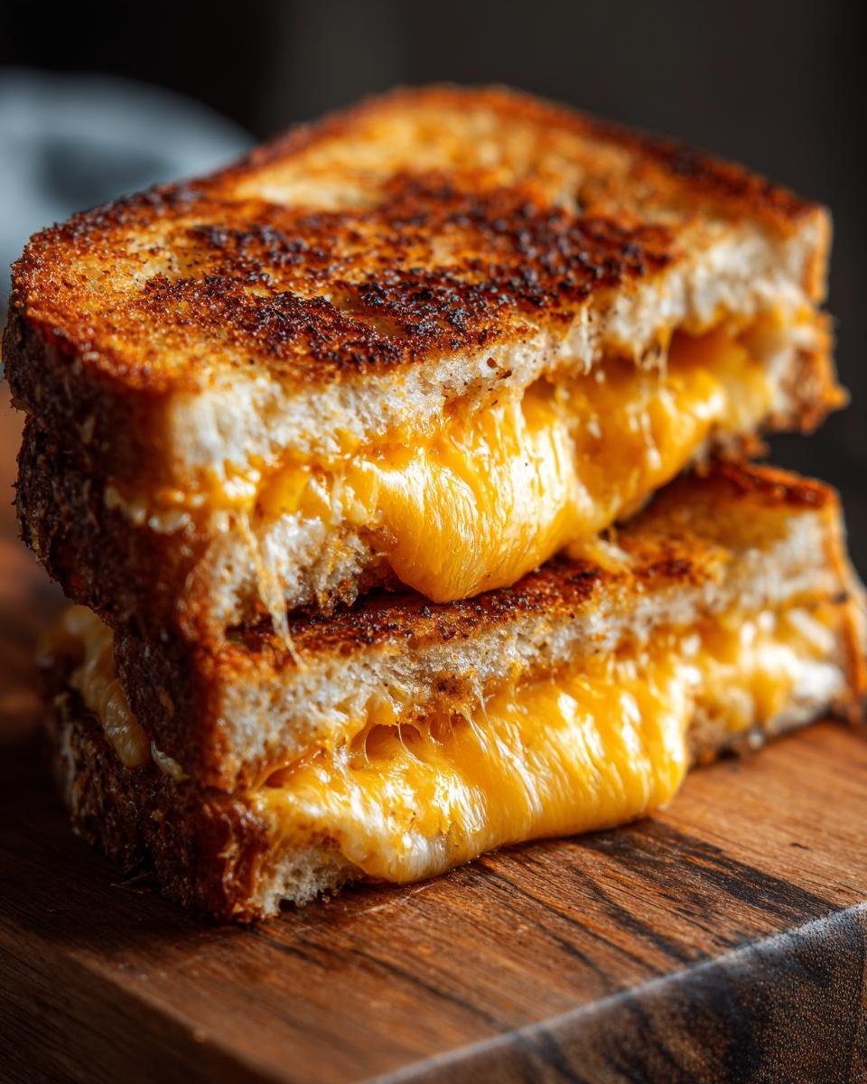 A close-up of an Irresistible Cheesy Chicken Garlic Bread Sandwich, with melted cheese oozing out.