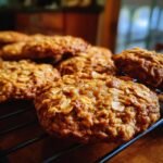 Close-up of Irresistible Pumpkin Spice Oatmeal Cookies cooling on a rack, showcasing texture and oats.
